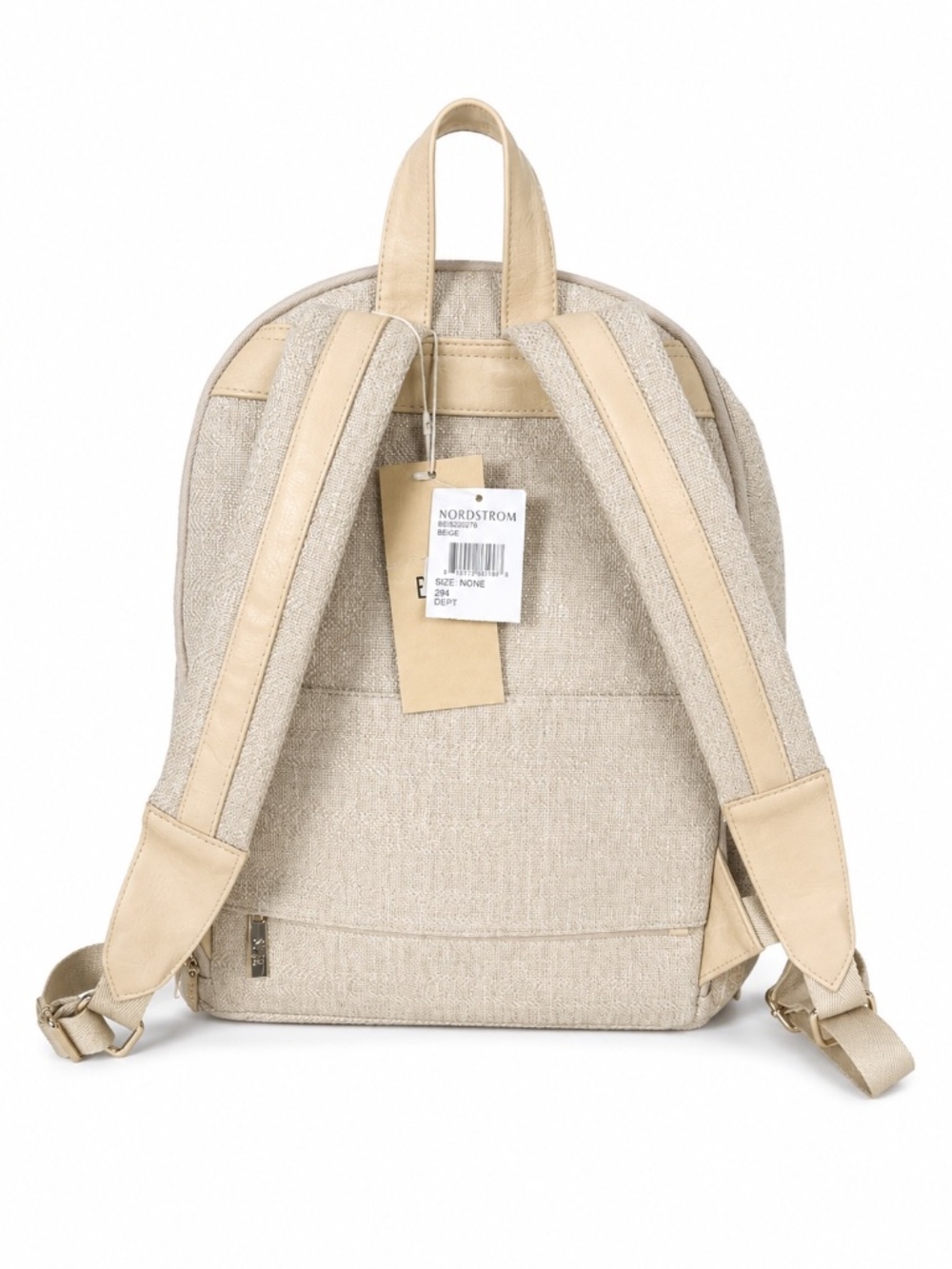 NWT BÉIS Mini Backpack Beige Woven Vegan Leather Trim Nordstrom